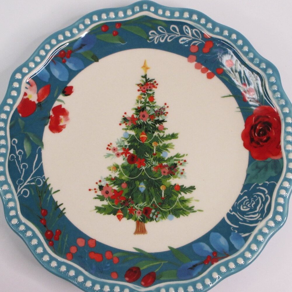 Pioneer Woman Christmas Tree Appetizer Plates Holiday Wishful Winter New